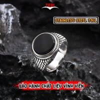 Nhẫn thời trang nam nữ Black Stone Stainless Steel 316L không đen không gỉ