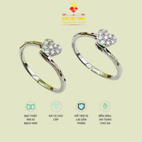 Nhẫn tim bạc, Nhẫn nữ bạc xi bạch kim, Nhẫn bạc nữ xi vàng trắng đeo ngón cái, ngón trõ, ngón giữa và ngón áp út - KLP