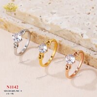 Nhẫn TiTan cao cấp trái tim có gắn hột đá cao N1142