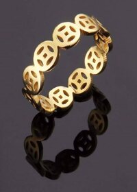 Nhẫn titan kim tiền không đen không gỉ NK02 - Vàng - 4