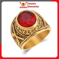 Nhẫn titan nam - Nhẫn nam titan cao cấp đẹp inox thép không gỉ nhẫn mỹ mạ vàng soyong đá đỏ PTNNA221