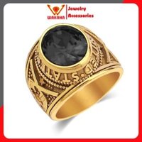 Nhẫn titan nam - Nhẫn nam titan cao cấp đẹp inox thép không gỉ nhẫn mỹ mạ vàng soyong đá đen PTNNA220