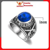 Nhẫn titan nam - Nhẫn nam titan cao cấp rẻ đẹp nhẫn mỹ inox thép không gỉ soyong đá xanh dương PTNNA03