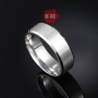 Nhẫn titan nam nữ - nhẫn nam bền màu - Trang sức Bé Heo BHN119 - size 8 - Trắng