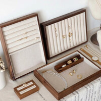 Nhẫn Trang Sức Trưng Bày Khay Gỗ óc chó Nhẫn Trang Sức Giá Để Đồ Trang Sức Hiển Thị Đạo Cụ Hộp Trang Sức Và Đóng Gói