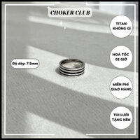 Nhẫn trơn basic dạng sọc đen unisex R012 Choker Club