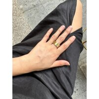 Nhẫn Tròn chạm sóng nước, nhẫn đồng vàng cho nam và nữ, nhẫn vàng thủ công