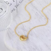 Nhẫn tròn đôi mạ vàng phong cách Cc Vòng cổ xương đòn chữ nhỏ dành cho nữ