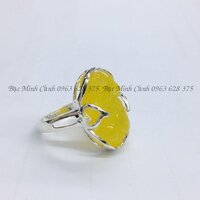 Nhẫn Tỳ Hưu bằng bạc đá vàng NNU065