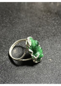 Nhẫn Tỳ hưu Cẩm thạch sơn thủy bọc bạc  SIZE 16MM - HANMYNGHE