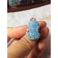 Nhẫn tỳ hưu đá aquamarine bọc bạc