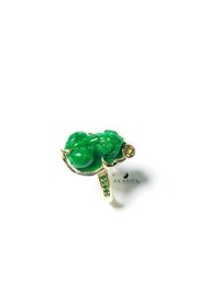 Nhẫn tỳ hưu ngọc jadeit (cẩm thạch) vàng 10k