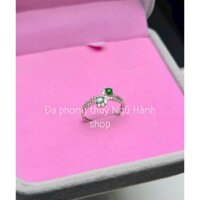 Nhẫn uyên ương ngoc luc bao và phi thuy lên bạc s925 Sđẹp