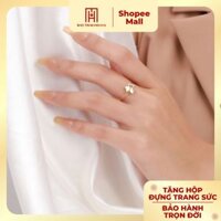 Nhẫn vàng 10K mặt cỏ 3 lá đính đá ngọt ngào Bảo Tín Mạnh Hải PYN1V10KDH-204015