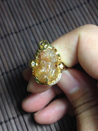 Nhẫn vàng 10k mix tỳ hưu tóc vàng