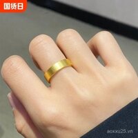 Nhẫn vàng 18K mạ vàng truyền thống cho nam và nữ, nhẫn cặp đôi cổ điển đơn giản, trang sức ngón trỏ không phai màu