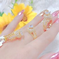 Nhẫn vàng 18k nữ đính đá tinh xảo - N5112 Juri shop - bền màu thiết kế sang trọng dùng đi tiệc