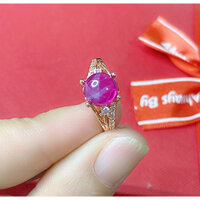Nhẫn vàng hồng đính đá ruby sao
