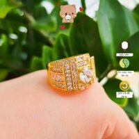 Nhẫn vàng nam đính đá, nhẫn nam đẹp ngầu vàng giả 18k Cao Cấp Không Phai Tặng kèm hộp - Đeo Dự Lễ Tiệc, Uống Cà Phê