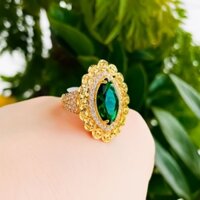 Nhẫn vàng nữ đẹp đá xanh - Sự quyến rũ tinh tế, nhẫn Mỹ Ký Lokalo (Tặng kèm hộp trang sức)