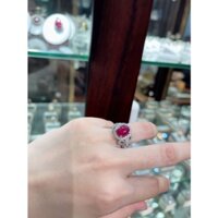 Nhẫn vàng trắng 10k gắn ruby thiên nhiên