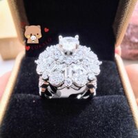 Nhẫn Vàng Trắng Nữ Hoa Xinh Bản To, Nhẫn Mỹ Ký Mạ Bạch Kim Cao Cấp Lokalo - Chị Em Đeo Lộng Lẫy Quý Phái A98