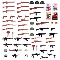 Nhân vật lính Đức, Mỹ, Liên Xô mới của Thế chiến thứ hai với súng, vũ khí, súng trường 98K, lựu đạn, mũ bảo hiểm, khối xây dựng hạt nhỏ tương thích với VHEC
