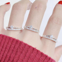 nhẫn vương miện đính đá  , bạc chuẩn , sáng đẹp - vàng bạc đại phát