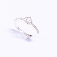 Nhẫn vương miện nhỏ nạm đá xinh xắn, Phụ kiện trang sức bạc ta