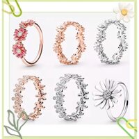 Nhẫn Xi Mạ Bạc 925 Hình Hoa Cúc / Vương Miện Lấp Lánh