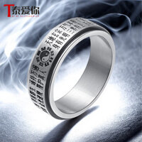 Nhẫn xoay Thái Cực Quyền Tai Love You Đạo giáo ánh vàng vàng cho nam, nhẫn titan sang trọng, nhẫn đuôi