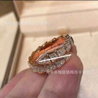 Nhẫn xương rắn kim cương đầy đủ Baojia phiên bản cao cấp V Gold, vàng thật 18K, nhẫn hình rắn điều chỉnh, thủ công tinh xảo phiên bản cao cấp