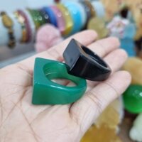 Nhẫn yên ngựa bản vuông màu xanh, màu đen m.não