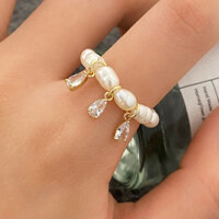 Nhẫn zircon ngọc trai nước ngọt tự nhiên