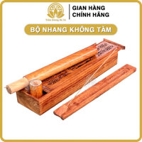 Nhang không tăm trầm hương tự nhiên đốt xông nhà xông phòng mùi thơm dễ chịu nguyên bộ hộp đựng và máng đốt - bộ nhang không tăm cắm