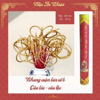 Nhang Vàng Tài Lộc Cuộn Số 6, Hộp 100 nén, Dài 38 cm, Mùi Thơm Nhẹ Ít Khói, Tàn Hương Đậu Tàn Ánh Kim