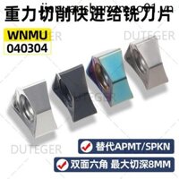 Nhanh chóng nhập vào lưỡi dao phay CNC WNMU040304Bộ phận thép lục giác hai mặt bằng thép không gỉ060408Mở dày
