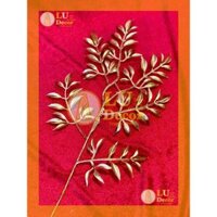 Nhánh lá phủ nhũ đồng dùng trang trí tháp oản, tráp bánh, lễ hội, Tết l LU Decor