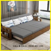 Nhập Khẩu  Giường Sofa Thông Minh, Đa Năng Gấp Gọn , 2 Trong 1 Tay Gỗ Sang Trọng Khung Thép KT 1m76 x 1m95 - 1M46 X 1M95