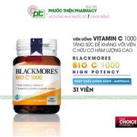 [Nhập khẩu] Viên uống bổ sung vitamin C thiên nhiên của Úc Blackmores Bio C 1000 Lọ 31 Viên