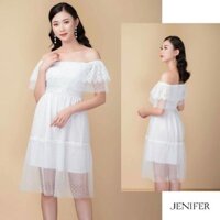 (Nhập mã VVHO219 để đươc giảm thêm 31k + FS) Đầm Jenifer trễ vai phối lưới chấm bi / Đầm dự tiệc kèm ảnh thật
