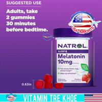 [Nhập Mỹ] Kẹo Hỗ Trợ Giấc Ngủ Ngon Nhanh Hơn-Natrol Melatonin 10mg, Hương Dâu Tây, Hộp 60 Viên.