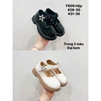 (Nhập nguyên hộp) Giày búp bê Quảng Châu cho bé gái hình bông hoa đính đá đi học êm mềm size 26-30