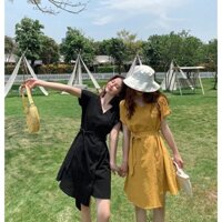 [Nhập TTHA1K] Đầm Váy Nữ. Ống Tay Ngắn Cổ Chữ V Thời Trang Quyến Rũ. Phù hợp đi học, đi chơi và đi làm