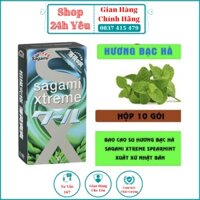 [Nhật Bản] Hộp 10 Bao Cao Su hương bạc hà SAGAMI Spearmint an toàn, chất lượng, mới mẻ [52mm] Shop24HYêu