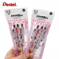 Nhật Bản pentel pentel BLN75 Dongdi Cherry Blossom Pooh Phiên bản giới hạn Bộ bút Gel đen 0,5mm