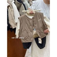 Nhật Bản Phong Cách Hàn Quốc Bé Trai Bé Gái Áo Vest Cotton Áo Khoác Hai Mặt Mặc Thu Đông Cotton Cừu Len Áo Khoác Trẻ Em Hàng Đầu