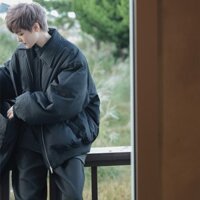 Nhật Bản Retro Đen Đệm Áo Khoác Nam Mùa Đông Lông Cừu Lót Dày oversize Dạo Phố Áo Khoác Đệm Rời Đơn Giản Áo Khoác Đệm