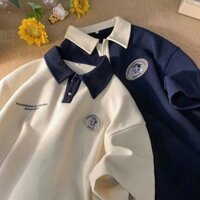 Nhật Bản Retro Waffle Áo Sơ Mi Polo Sinh Viên Áo Thun Tay Ngắn Nam Nữ Mùa Hè Thường Ngày Cặp Đôi Rời Nửa Tay Top Hợp Thời Trang20250328