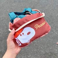 Nhật Bản Snoopy Dây Kéo Túi Mua Sắm Có Thể Gập Lại Lưu Trữ Minions Dung Tích Lớn Lưu Trữ Di Động Du Lịch easymama